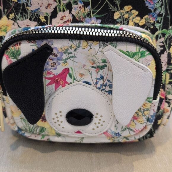 Betsy Johnson Black Floral Dog Mini Kitsch Backpack - Picture 3 of 12